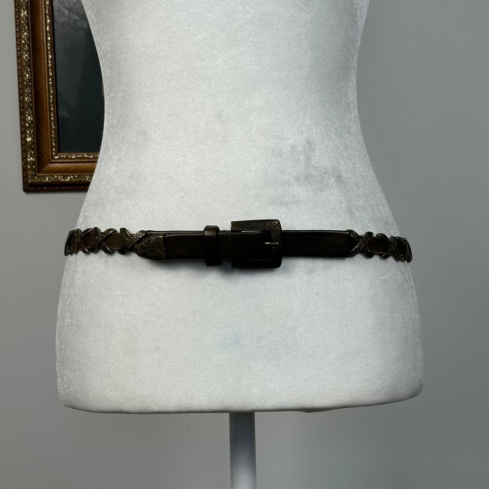 Suzi Roher Brown‎ Stretch Belt Metal X Details - SIZE Medium Plus